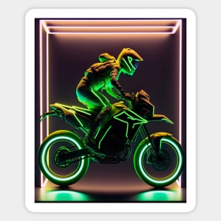 Dirt bike - green and yellow neon Sticker